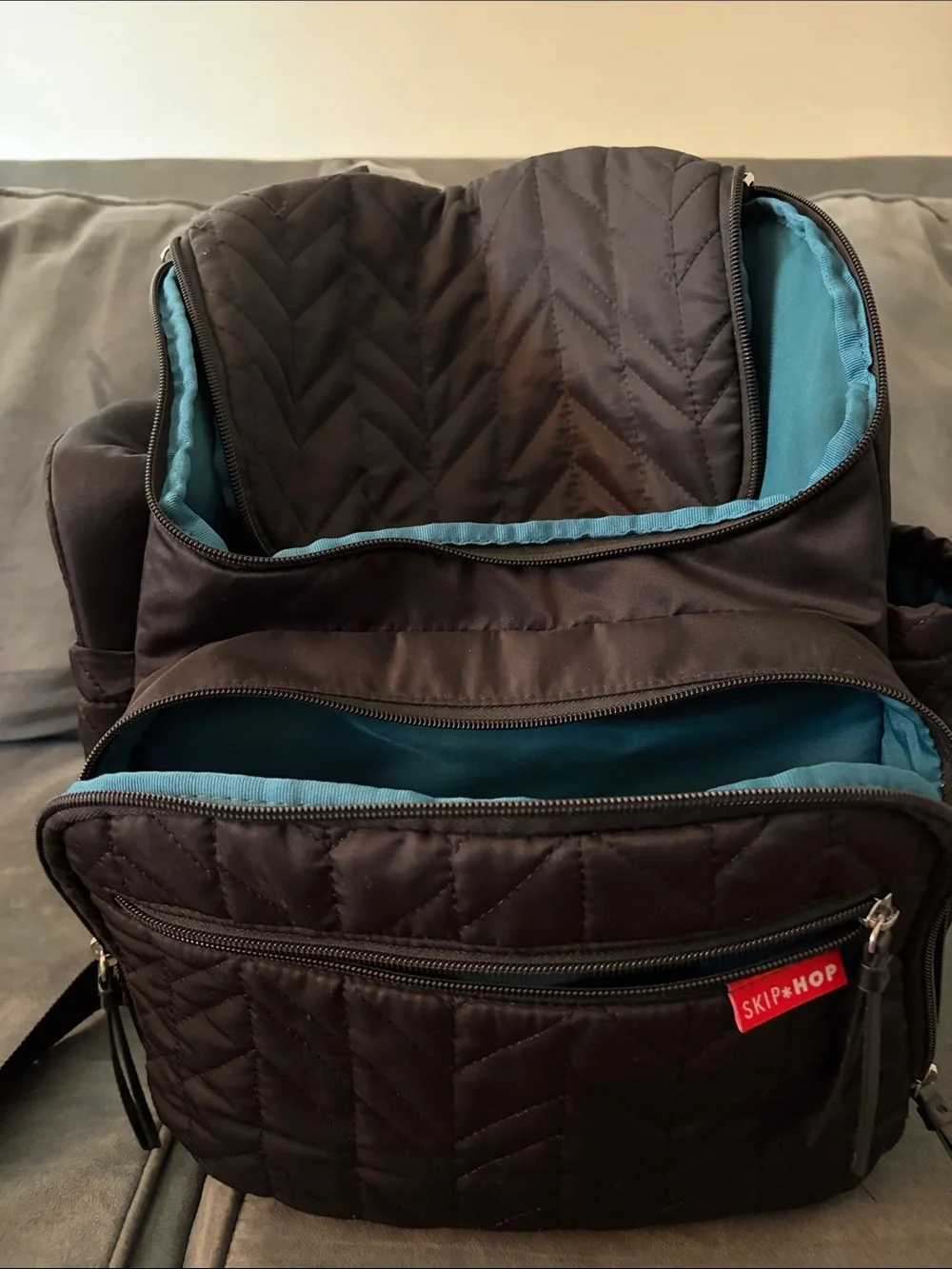 Skip Hop Black Quilted Toiletry Bag with Front Zip Pocket